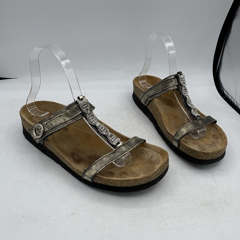 Naot Sandals Womens Size 8 EU 39 Malibu Metalic Bronze Gold Straps Rhinestones
